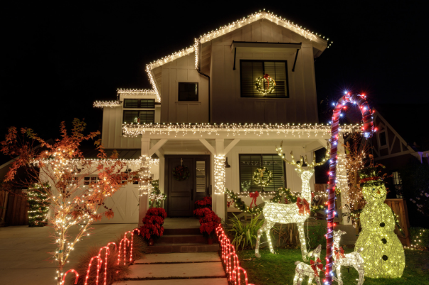 this image shows Christmas lights installation in Folsom, CA