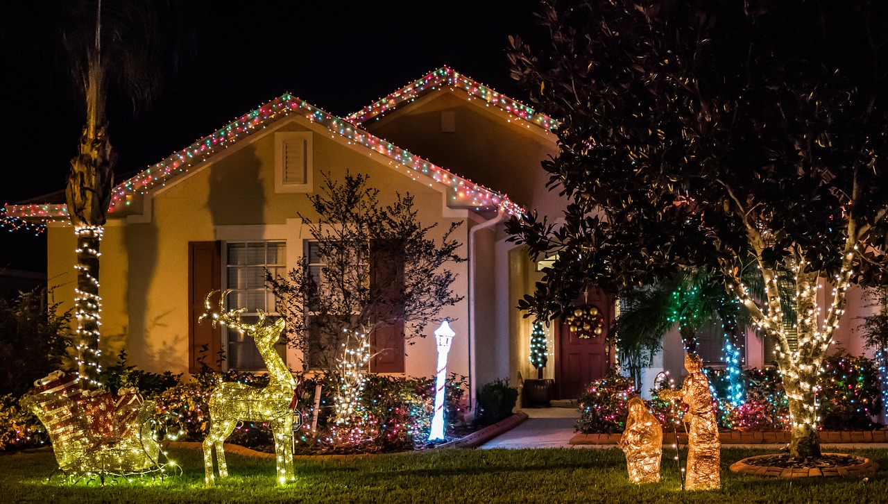 this image shows Christmas light installation in Folsom, CA