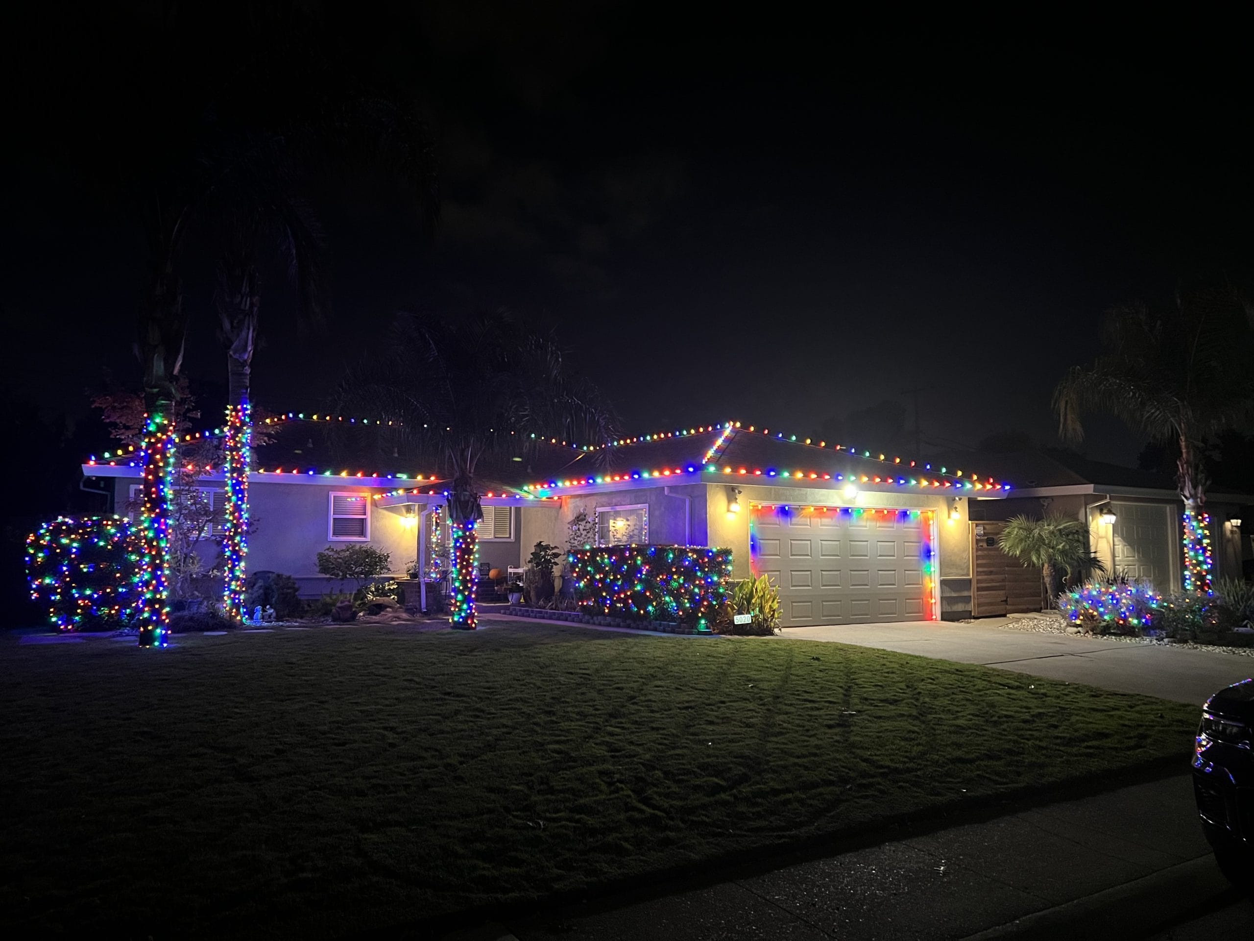 this image shows Christmas lights in Folsom, CA