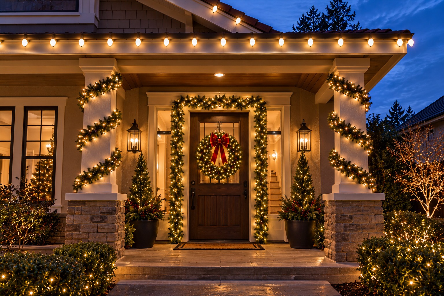 this image shows holiday light rental in Folsom, CA