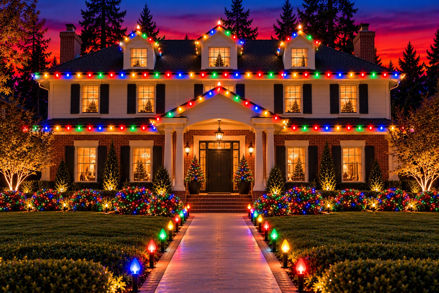 Christmas light installation in Rosemont by Christmas Light Brothers