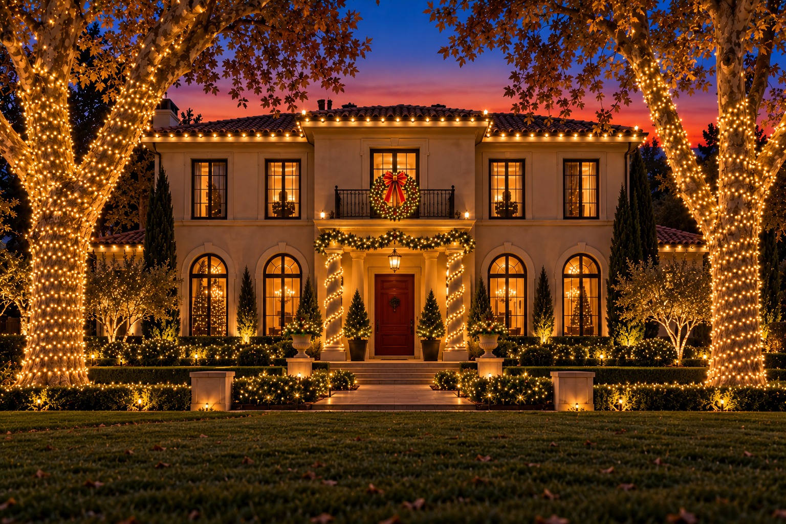 Christmas lights on a home, Highland Hills holiday lighting by Christmas Light Brothers