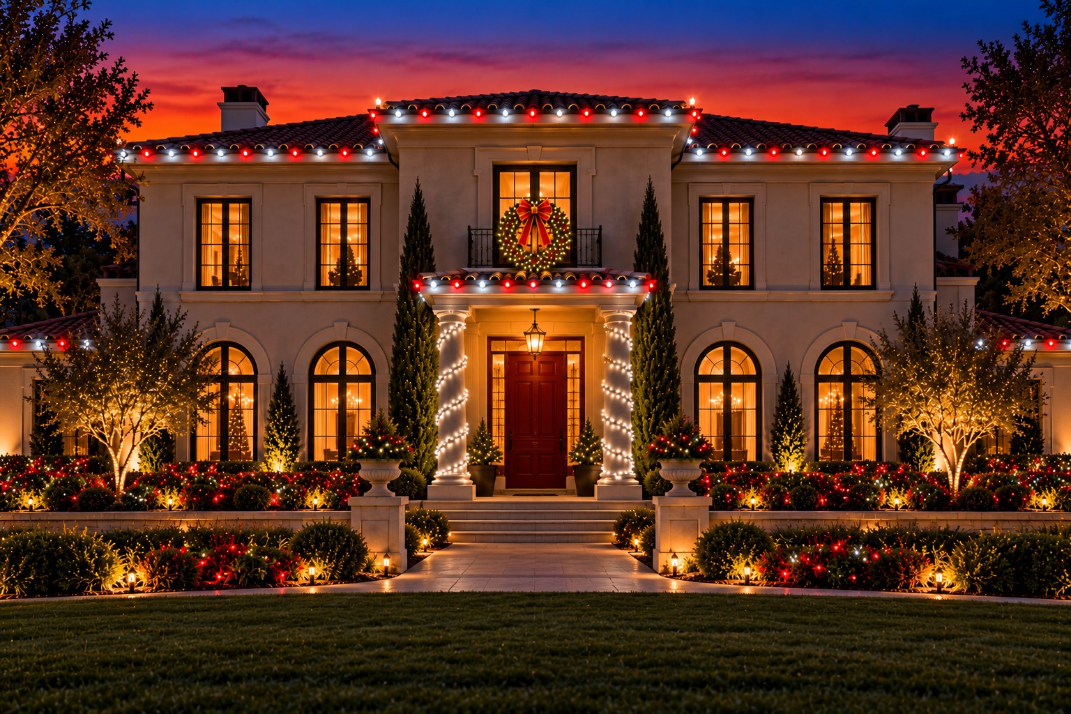 Christmas lights on a home, La Riviera holiday lighting by Christmas Light Brothers