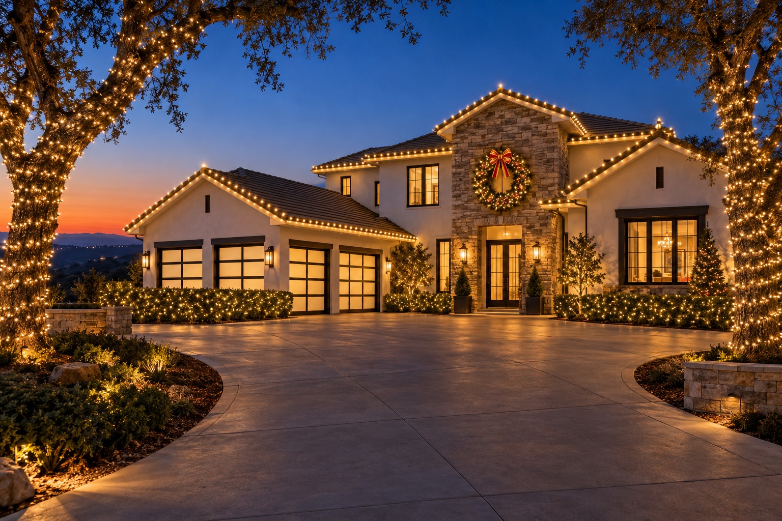 Christmas lights on a home, Lake Forest holiday lighting by Christmas Light Brothers
