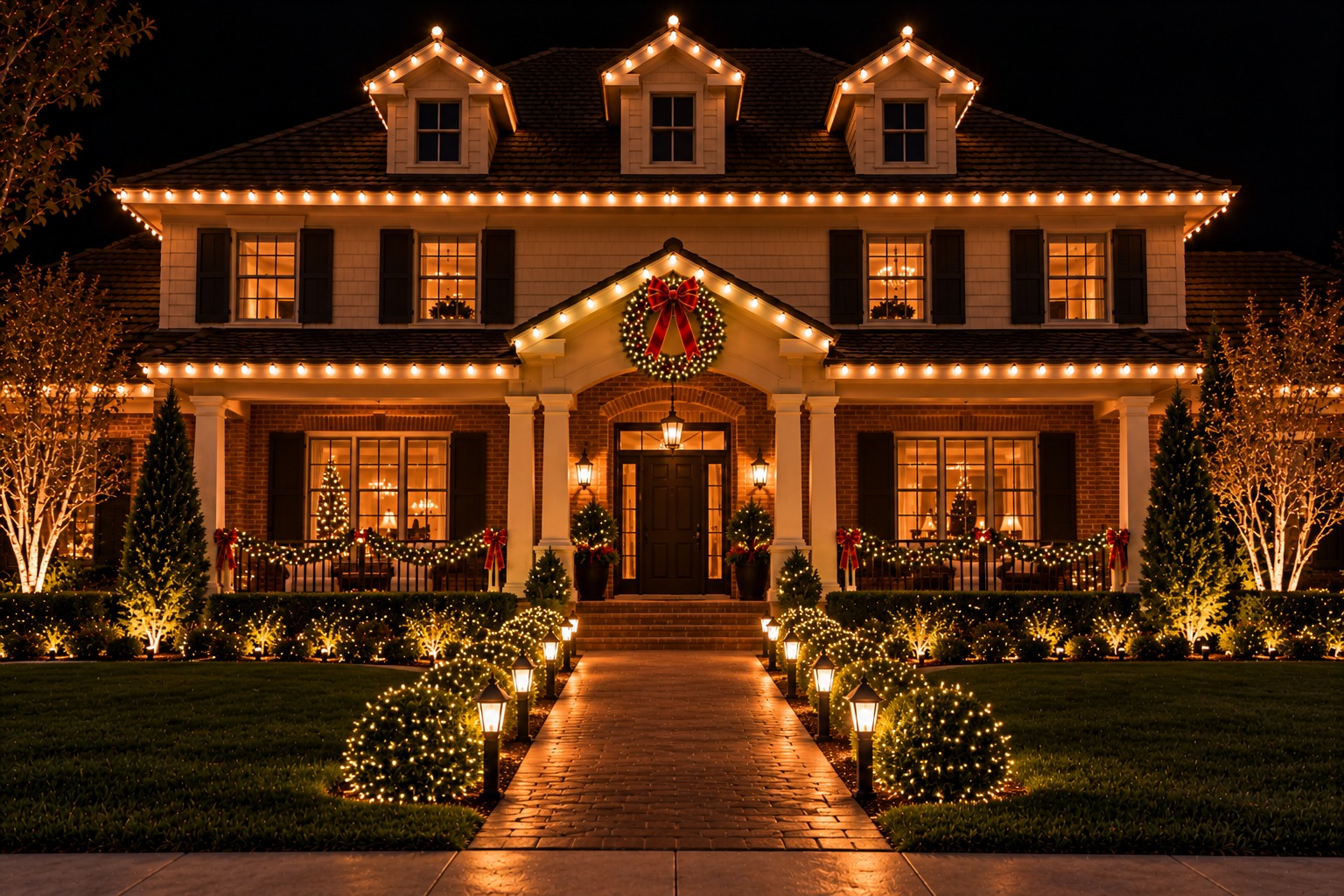 Christmas light installation in Arden-Arcade by Christmas Light Brothers