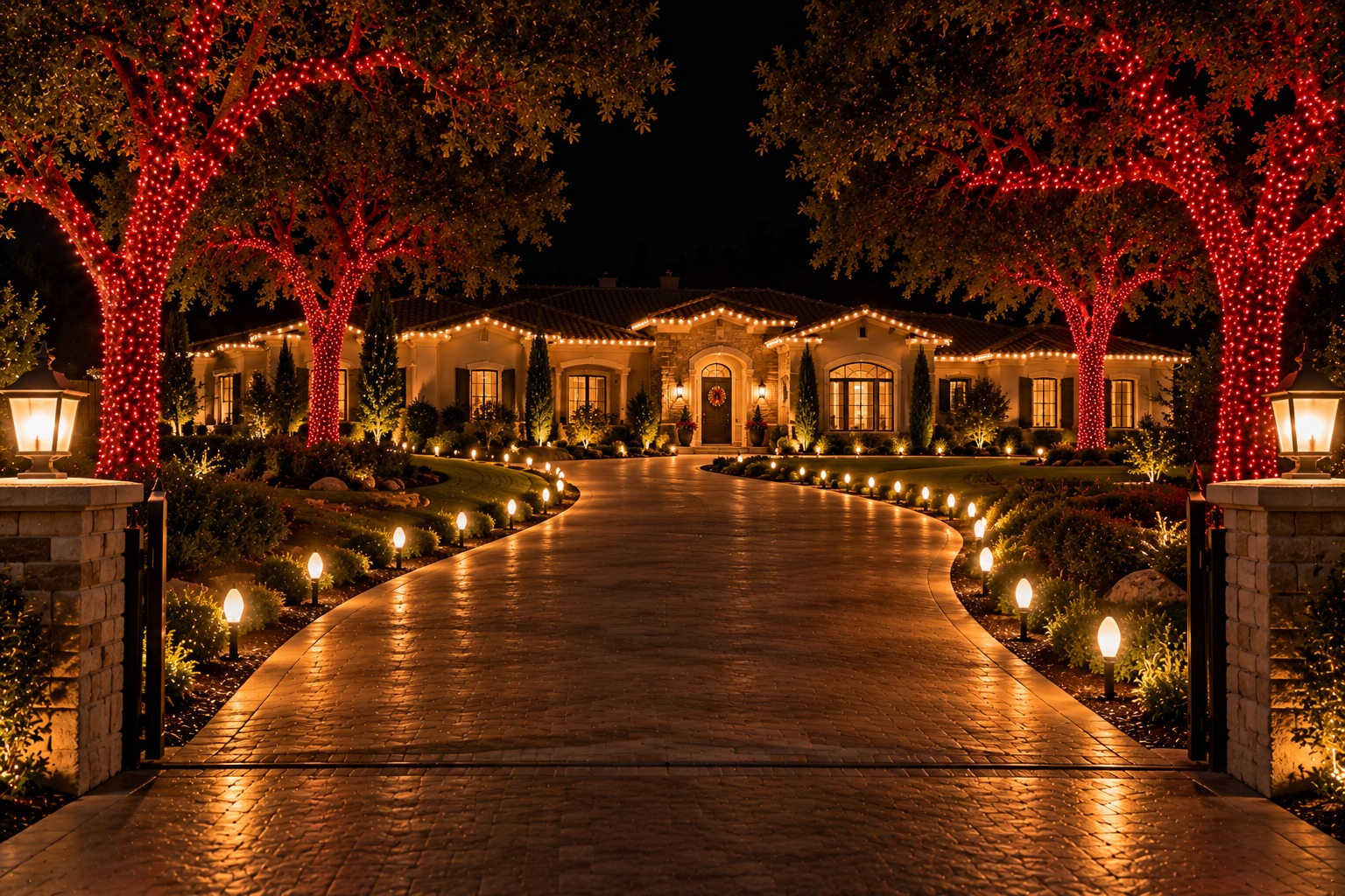 Christmas light installation in Ashley Woods by Christmas Light Brothers
