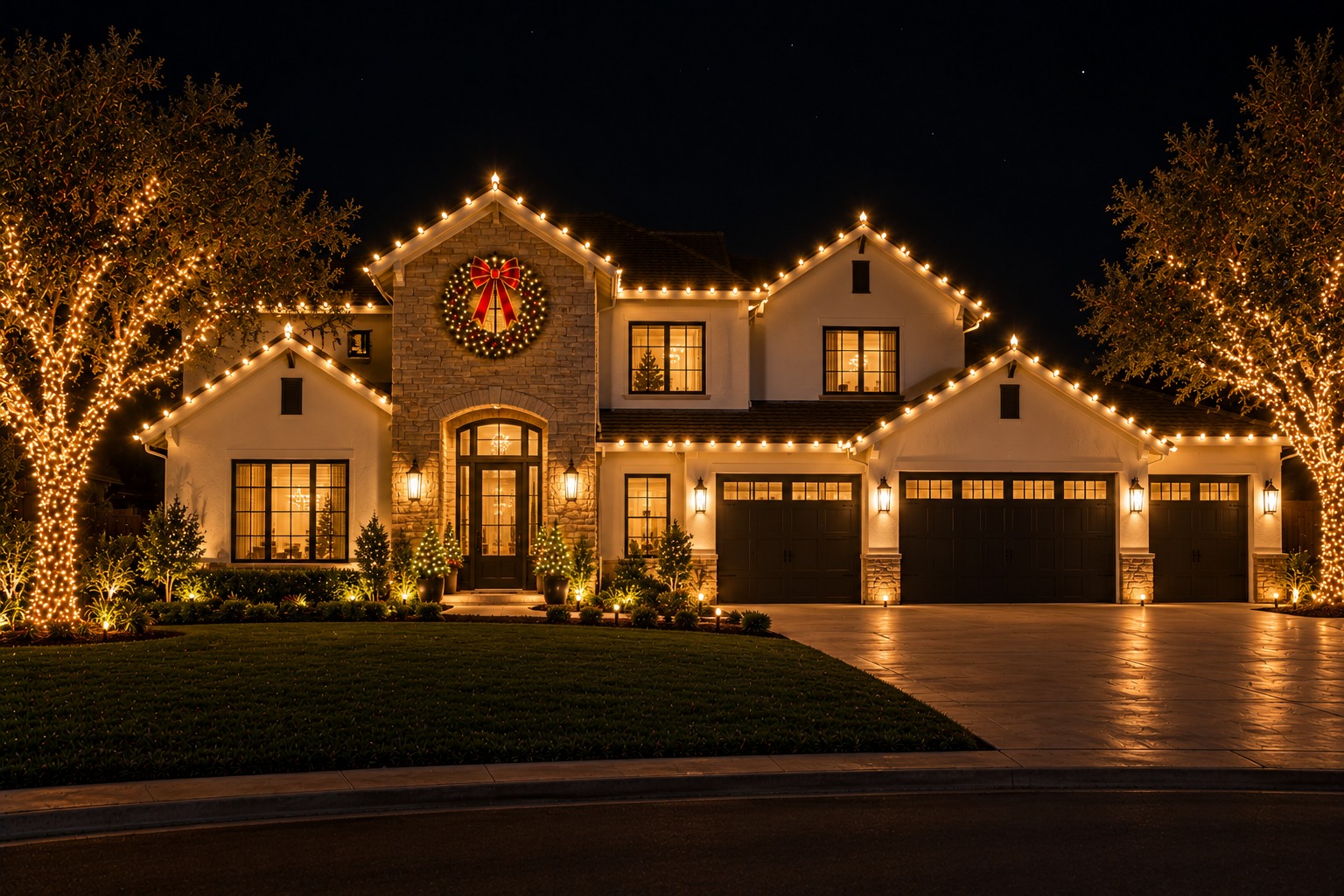 Christmas light installation in North Highlands by Christmas Light Brothers