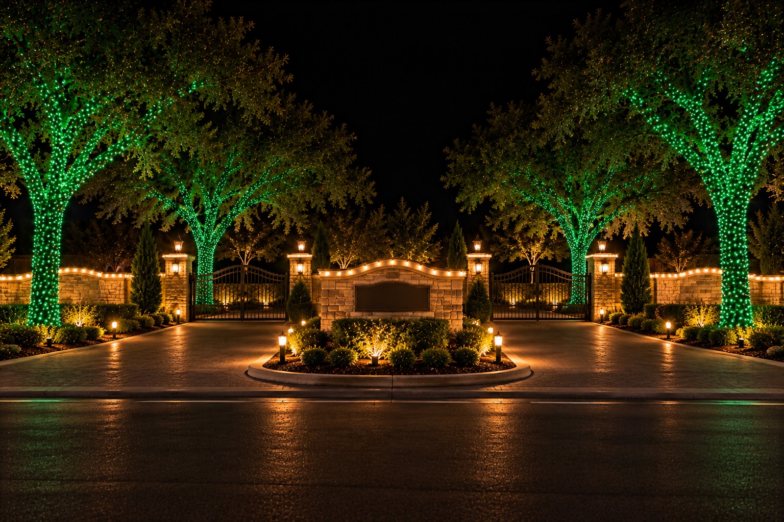 Christmas light installation in Briggs Ranch by Christmas Light Brothers