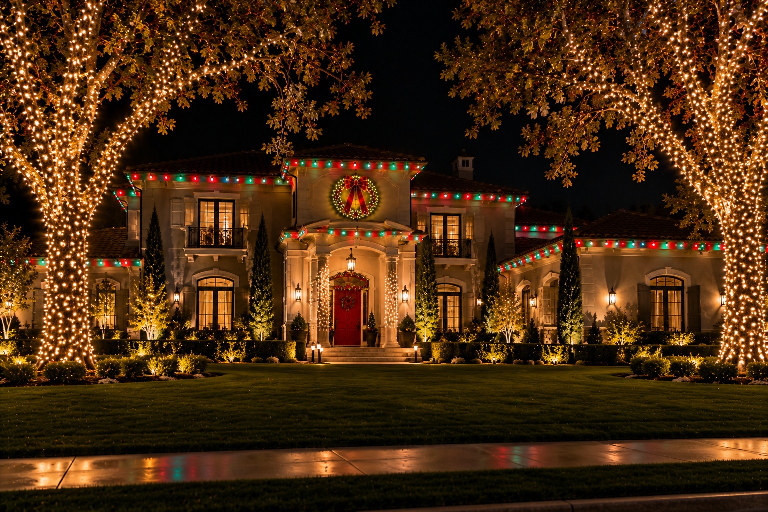 this image shows holiday light in Folsom, CA