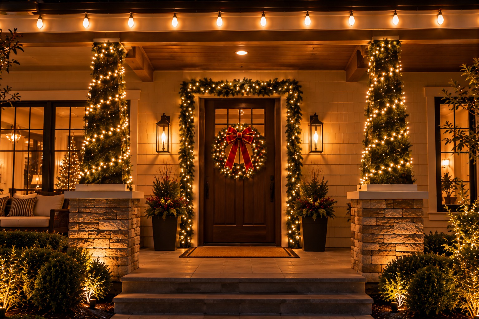 Christmas lights on a home, Vineyard holiday lighting by Christmas Light Brothers