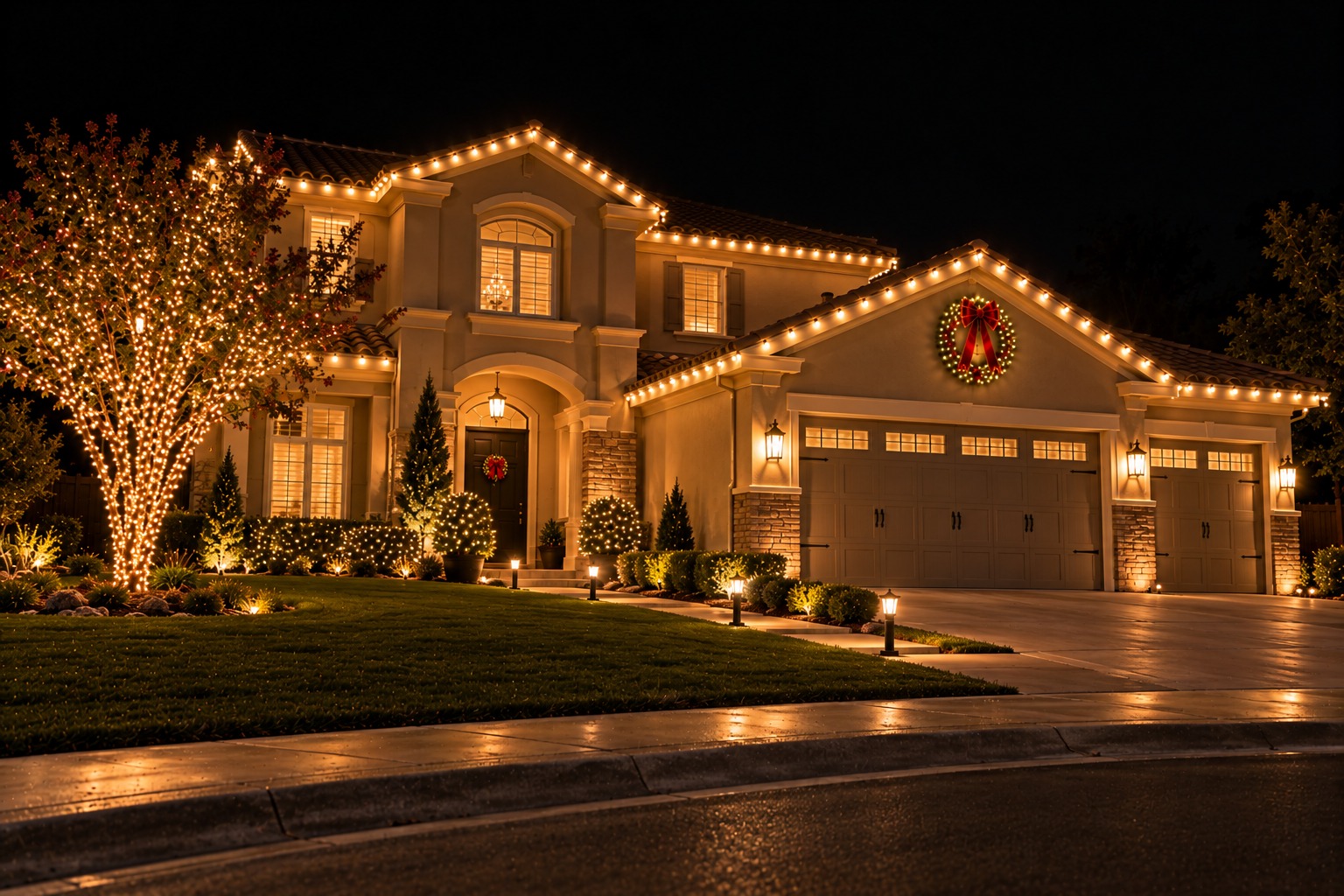 this image shows residential Christmas lights in Folsom, CA