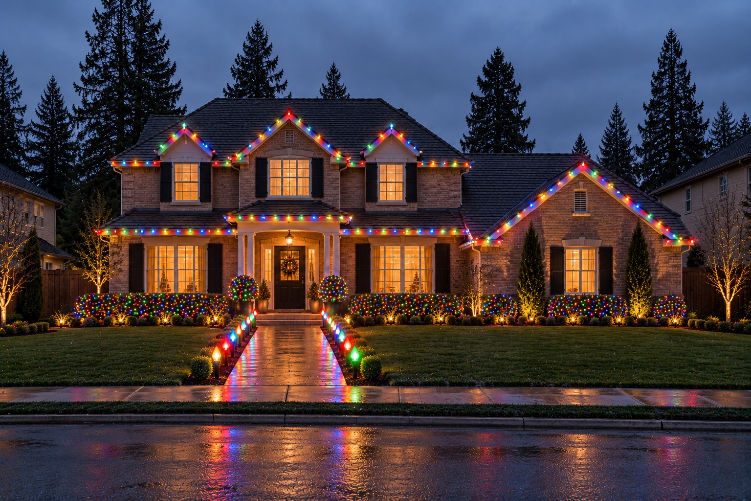 Christmas lights on a home, Lemon Hill holiday lighting by Christmas Light Brothers