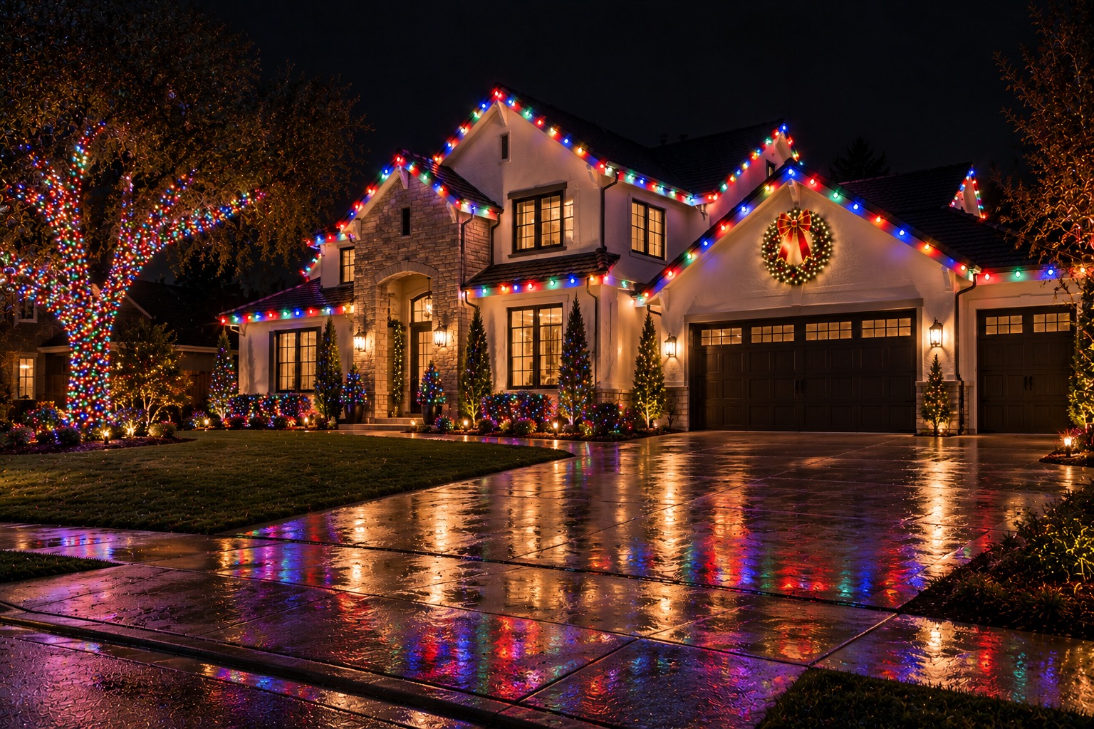 this image shows Christmas light service in Folsom, CA