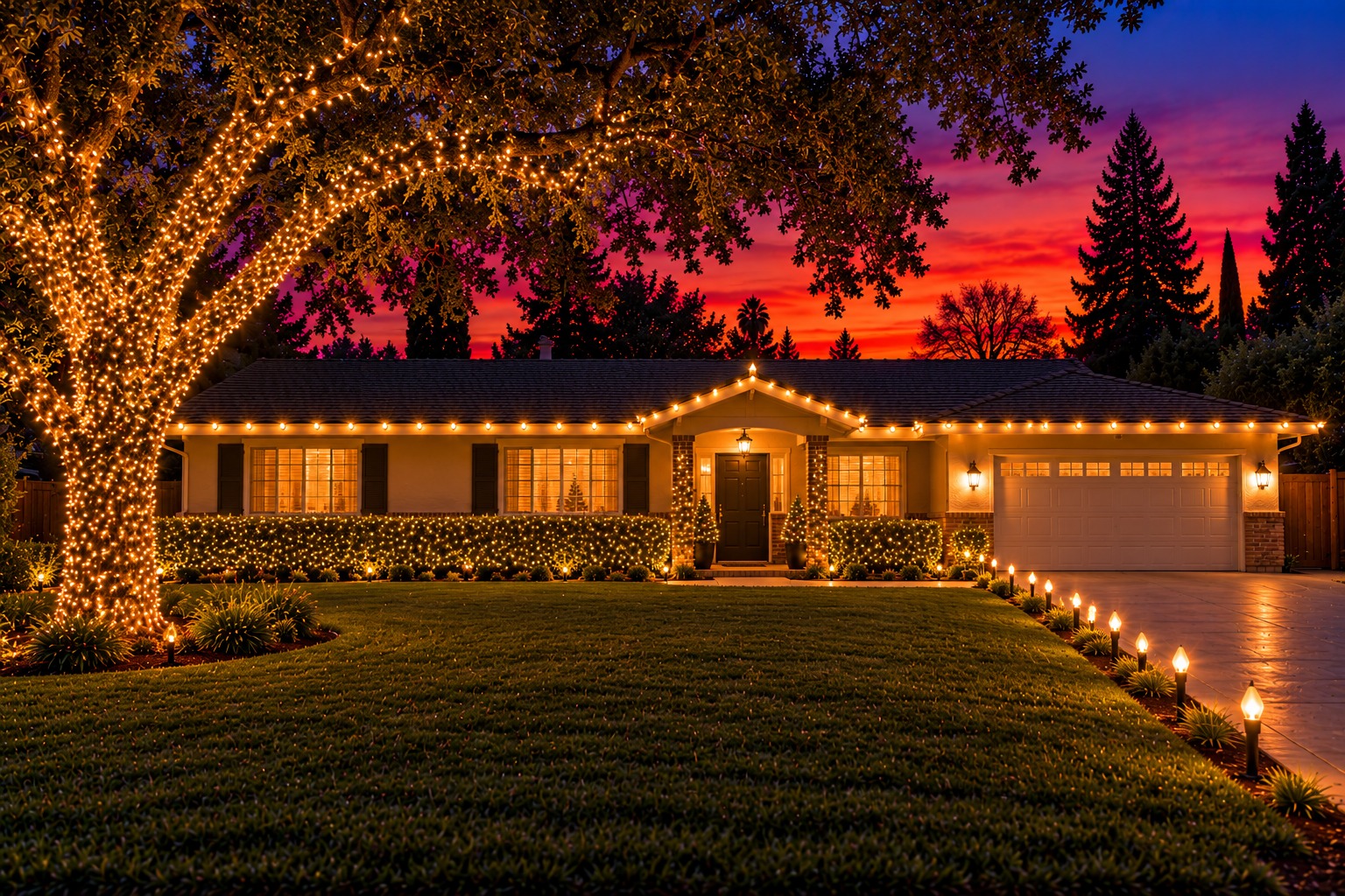 Christmas light installation in WestPark by Christmas Light Brothers