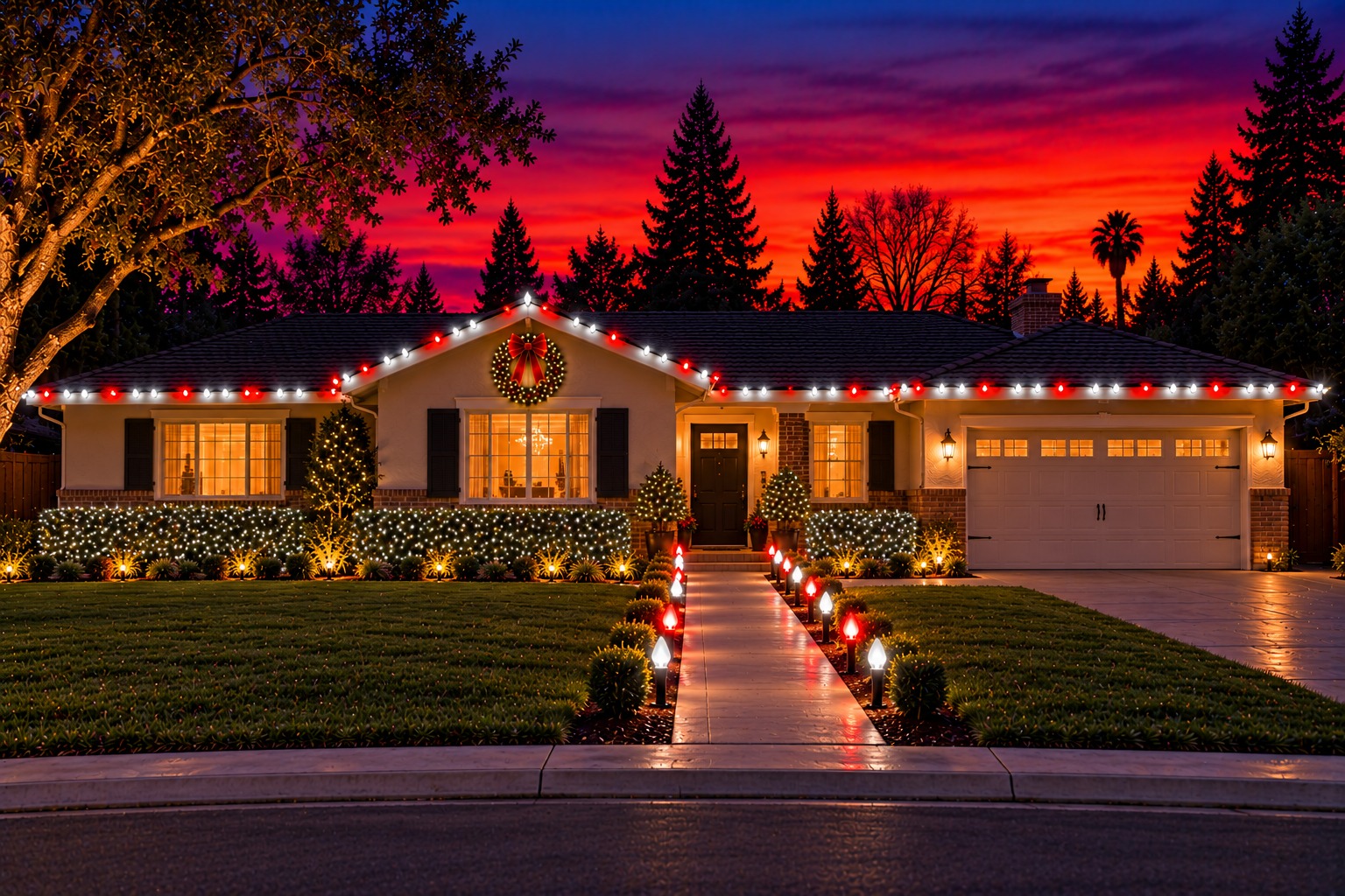 Christmas lights on a home, Madeira holiday lighting by Christmas Light Brothers