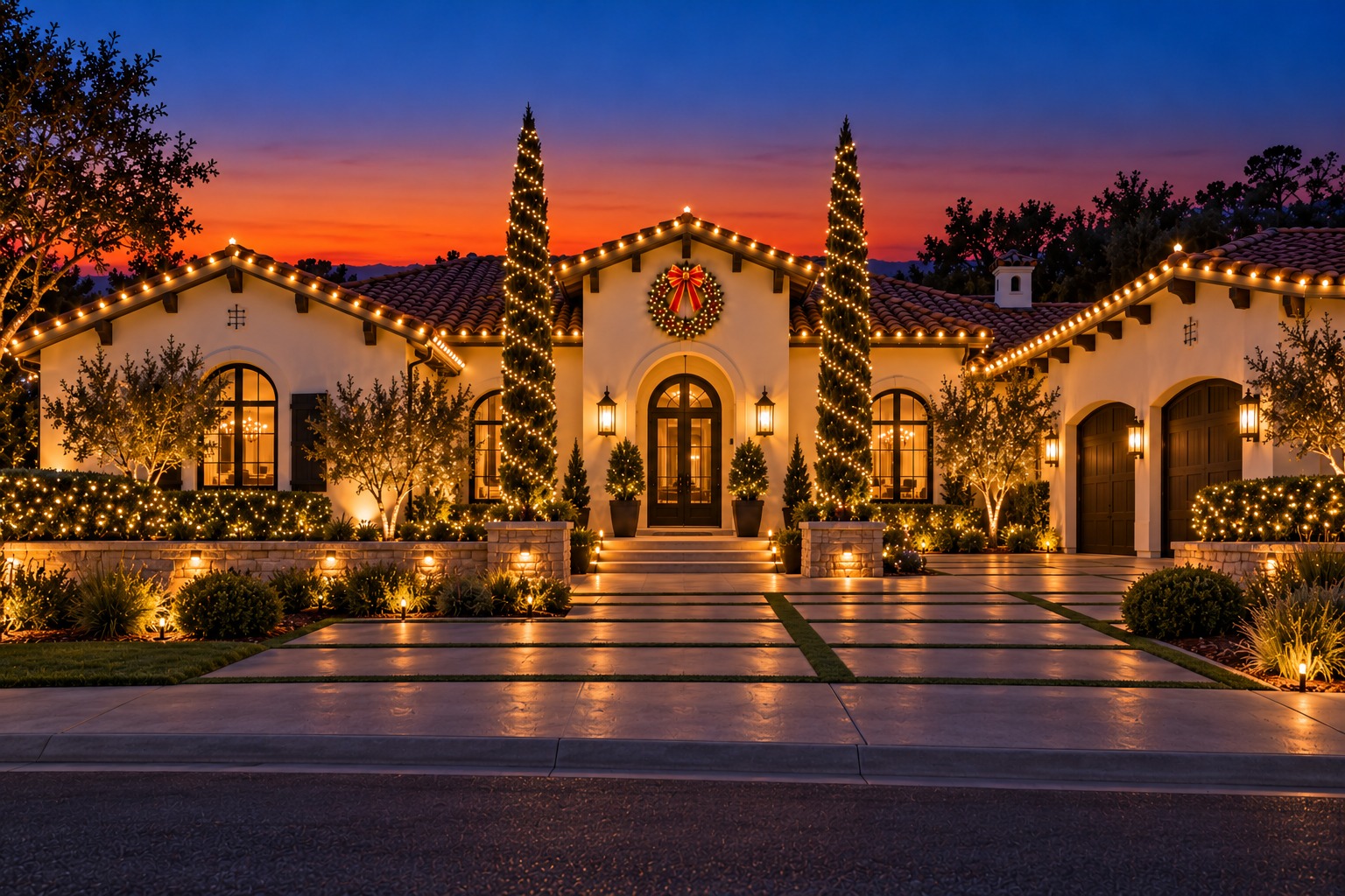 Christmas light installation in Wilton by Christmas Light Brothers