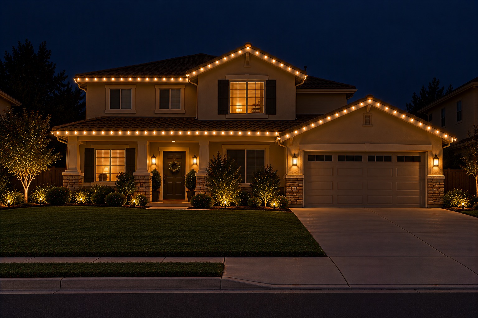 this image shows holiday lighting in the Sacramento area