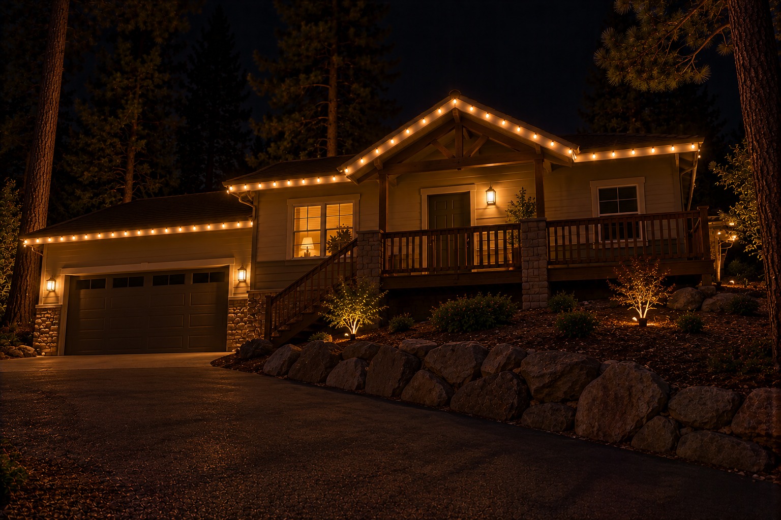 this image shows Christmas lights in Cameron, CA